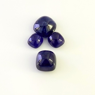 27.35 Carat Blue Sapphire 7.5-12mm Smooth Square Cushion Shape AA Grade Cabochons Parcel - Total 4 Pcs.
