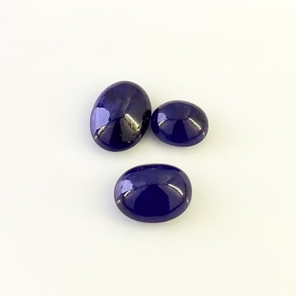 23.55 Carat Blue Sapphire 8.8x10.4-11x14.5mm Smooth Oval Shape AA Grade Cabochons Parcel - Total 3 Pcs.