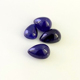 27.7 Carat Blue Sapphire 8.5x10.5-9x13mm Smooth Pear Shape AA Grade Cabochons Parcel - Total 4 Pcs.