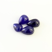 27.7 Carat Blue Sapphire 8.5x10.5-9x13mm Smooth Pear Shape AA Grade Cabochons Parcel - Total 4 Pcs.
