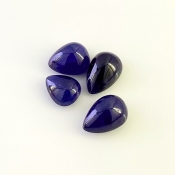 27.7 Carat Blue Sapphire 8.5x10.5-9x13mm Smooth Pear Shape AA Grade Cabochons Parcel - Total 4 Pcs.