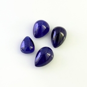 27.7 Carat Blue Sapphire 8.5x10.5-9x13mm Smooth Pear Shape AA Grade Cabochons Parcel - Total 4 Pcs.