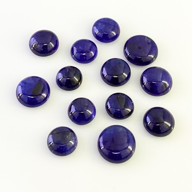 41.15 Carat Blue Sapphire 7-10mm Smooth Round Shape AA Grade Cabochons Parcel - Total 13 Pcs.