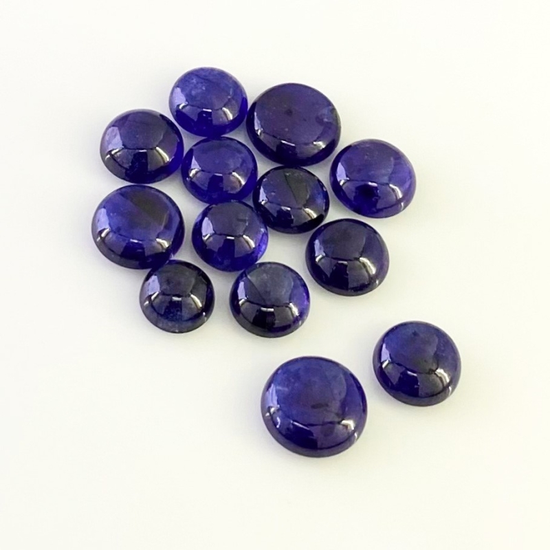 41.15 Carat Blue Sapphire 7-10mm Smooth Round Shape AA Grade Cabochons Parcel - Total 13 Pcs.