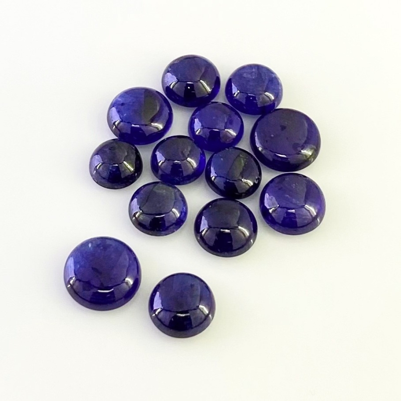 41.15 Carat Blue Sapphire 7-10mm Smooth Round Shape AA Grade Cabochons Parcel - Total 13 Pcs.