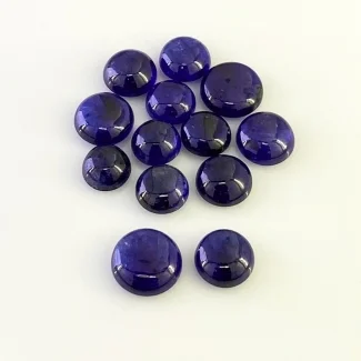 41.15 Carat Blue Sapphire 7-10mm Smooth Round Shape AA Grade Cabochons Parcel - Total 13 Pcs.