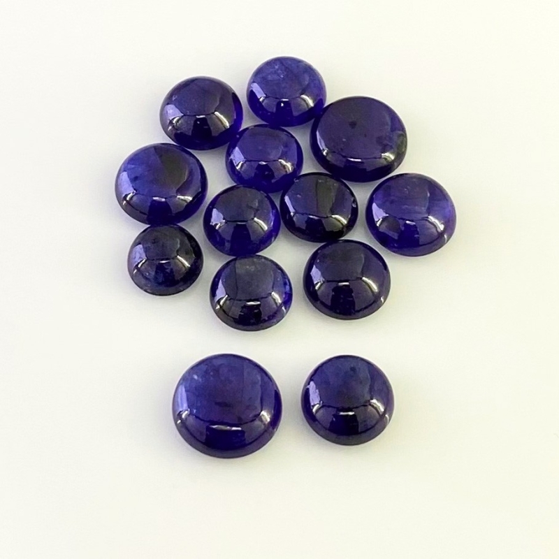 41.15 Carat Blue Sapphire 7-10mm Smooth Round Shape AA Grade Cabochons Parcel - Total 13 Pcs.