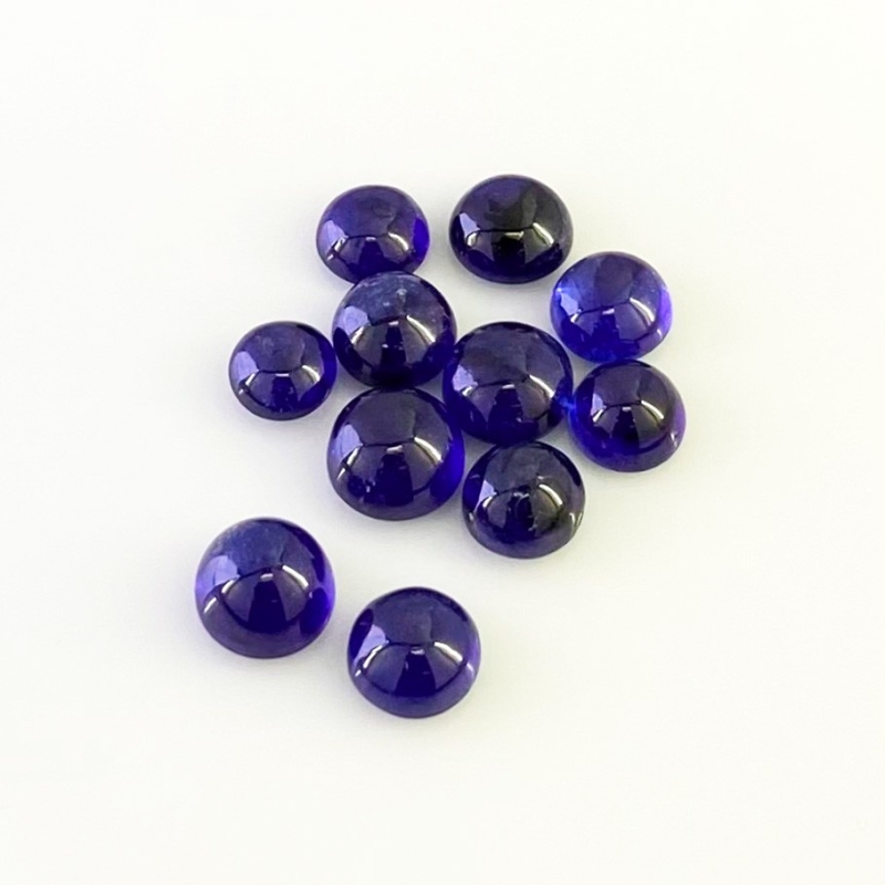 27.65 Carat Blue Sapphire 6.5-8mm Smooth Round Shape AA Grade Cabochons Parcel - Total 11 Pcs.
