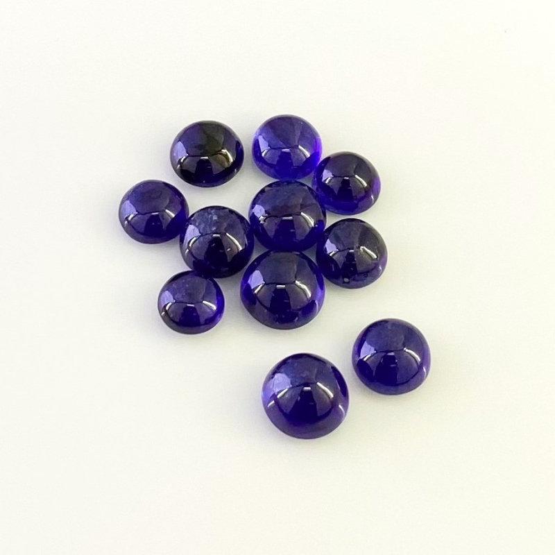 27.65 Carat Blue Sapphire 6.5-8mm Smooth Round Shape AA Grade Cabochons Parcel - Total 11 Pcs.