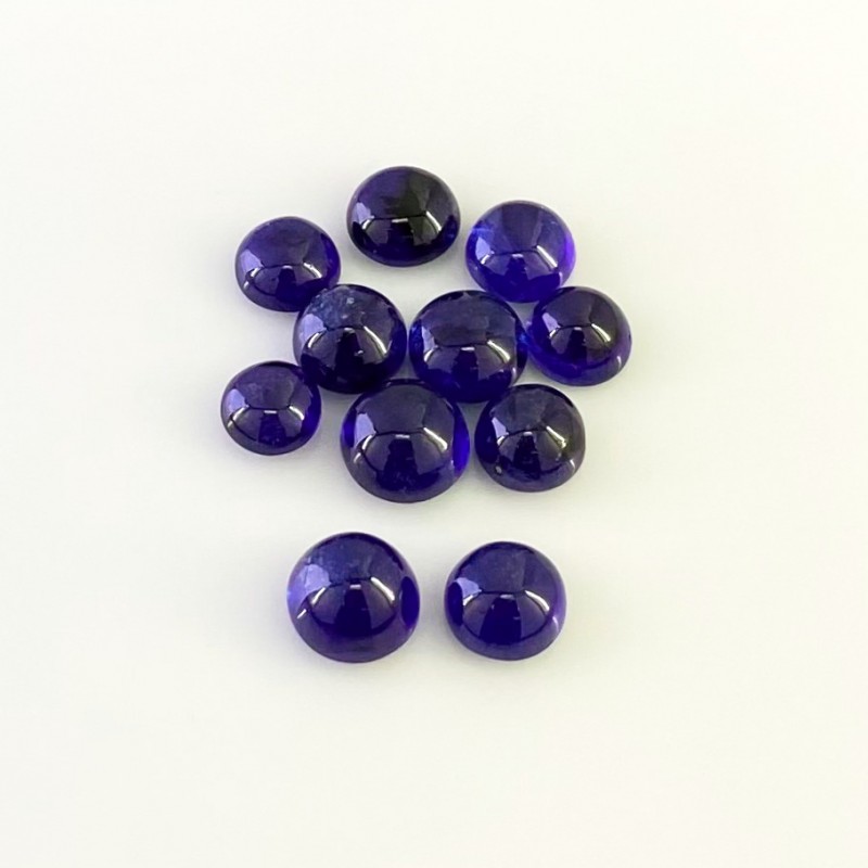 27.65 Carat Blue Sapphire 6.5-8mm Smooth Round Shape AA Grade Cabochons Parcel - Total 11 Pcs.