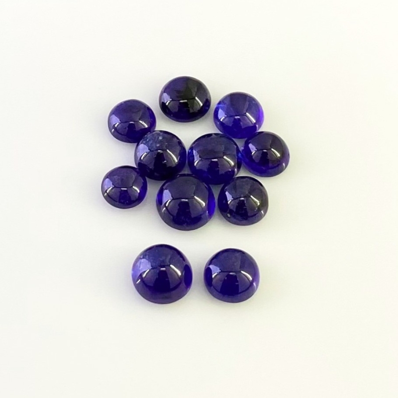 27.65 Carat Blue Sapphire 6.5-8mm Smooth Round Shape AA Grade Cabochons Parcel - Total 11 Pcs.