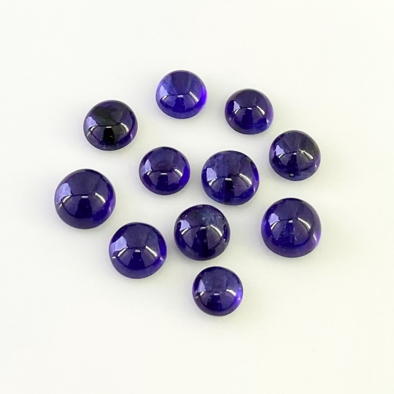 27.65 Carat Blue Sapphire 6.5-8mm Smooth Round Shape AA Grade Cabochons Parcel - Total 11 Pcs.