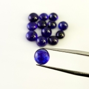 24.35 Carat Blue Sapphire 6-7.5mm Smooth Round Shape AA Grade Cabochons Parcel - Total 13 Pcs.