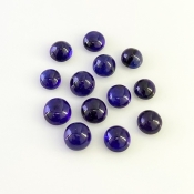 24.35 Carat Blue Sapphire 6-7.5mm Smooth Round Shape AA Grade Cabochons Parcel - Total 13 Pcs.