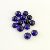 24.35 Carat Blue Sapphire 6-7.5mm Smooth Round Shape AA Grade Cabochons Parcel - Total 13 Pcs.