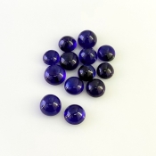 24.35 Carat Blue Sapphire 6-7.5mm Smooth Round Shape AA Grade Cabochons Parcel - Total 13 Pcs.