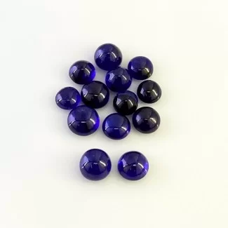 24.35 Carat Blue Sapphire 6-7.5mm Smooth Round Shape AA Grade Cabochons Parcel - Total 13 Pcs.