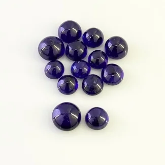 34.95 Carat Blue Sapphire 6.5-9mm Smooth Round Shape AA Grade Cabochons Parcel - Total 13 Pcs.