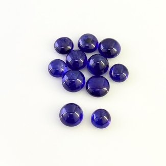 20.8 Carat Blue Sapphire 6-7.5mm Smooth Round Shape AA Grade Cabochons Parcel - Total 11 Pcs.