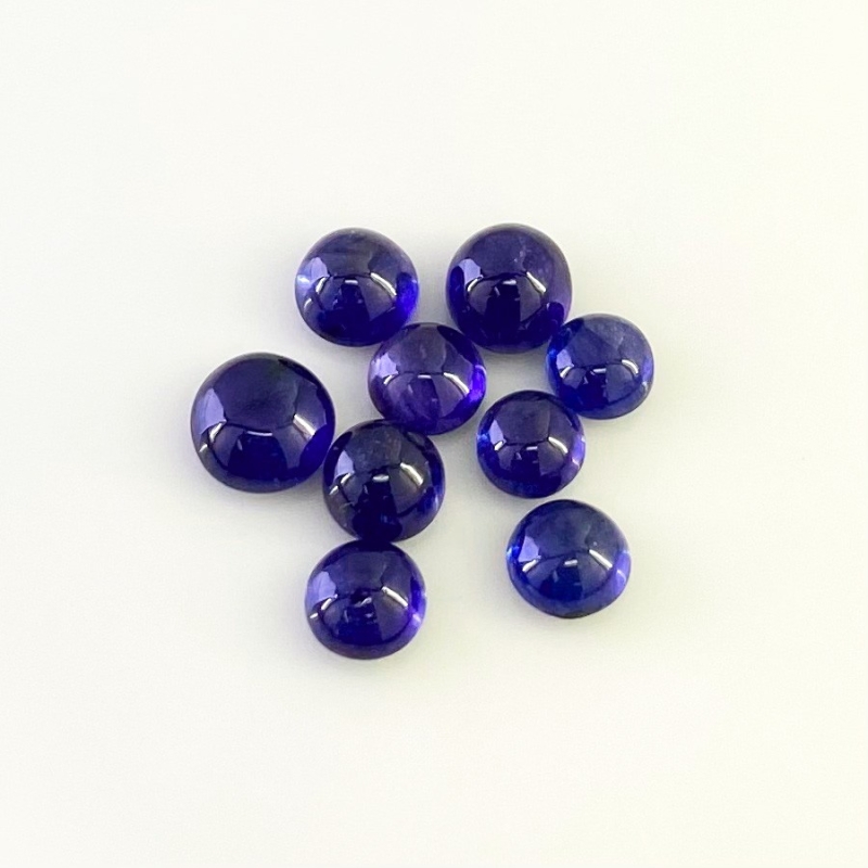 20.75 Carat Blue Sapphire 6.5-8.5mm Smooth Round Shape AA Grade Cabochons Parcel - Total 9 Pcs.