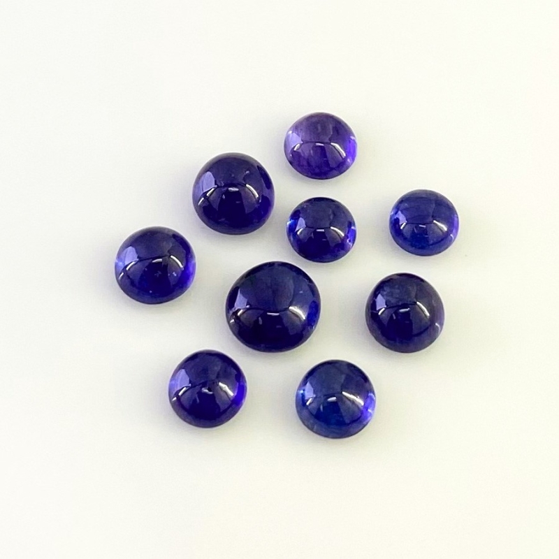 20.75 Carat Blue Sapphire 6.5-8.5mm Smooth Round Shape AA Grade Cabochons Parcel - Total 9 Pcs.