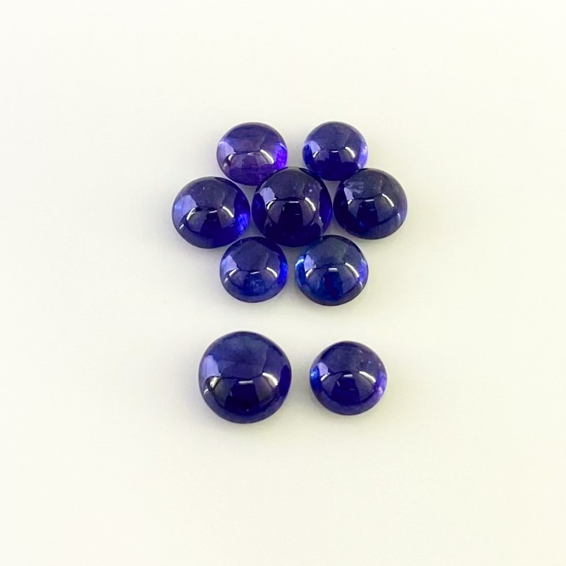 20.75 Carat Blue Sapphire 6.5-8.5mm Smooth Round Shape AA Grade Cabochons Parcel - Total 9 Pcs.