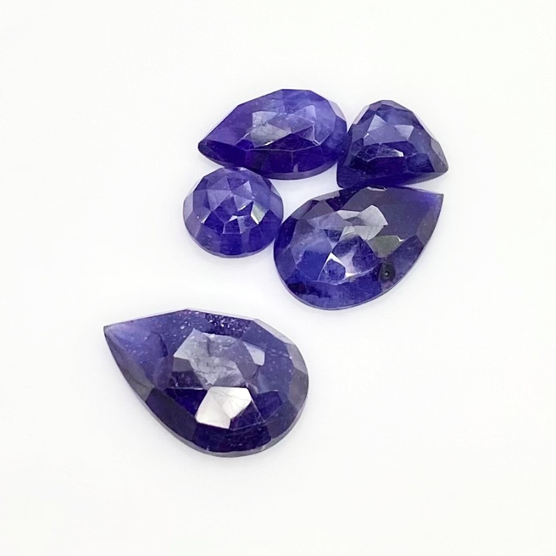 29.54 Carat Blue Sapphire 3.60-10.14Carat Rose Cut Mix Shape A Grade Cabochons Parcel - Total 5 Pcs.