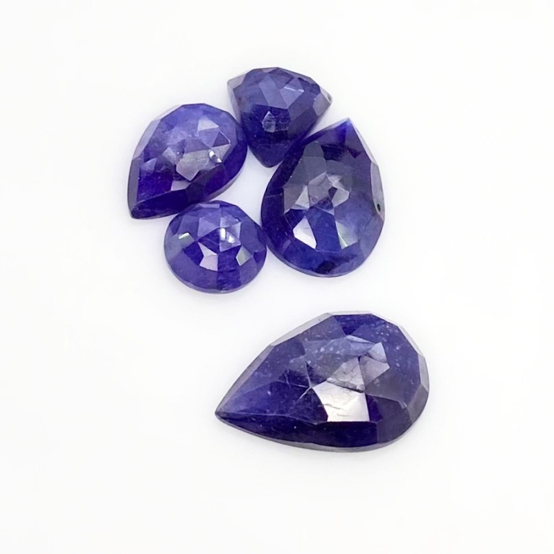 29.54 Carat Blue Sapphire 3.60-10.14Carat Rose Cut Mix Shape A Grade Cabochons Parcel - Total 5 Pcs.