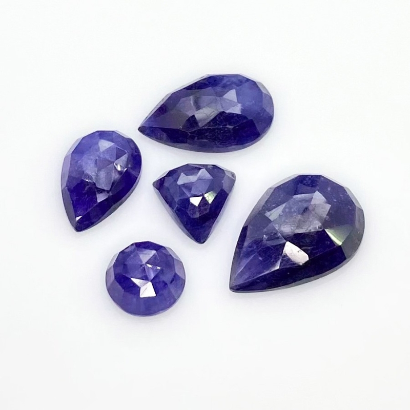 29.54 Carat Blue Sapphire 3.60-10.14Carat Rose Cut Mix Shape A Grade Cabochons Parcel - Total 5 Pcs.