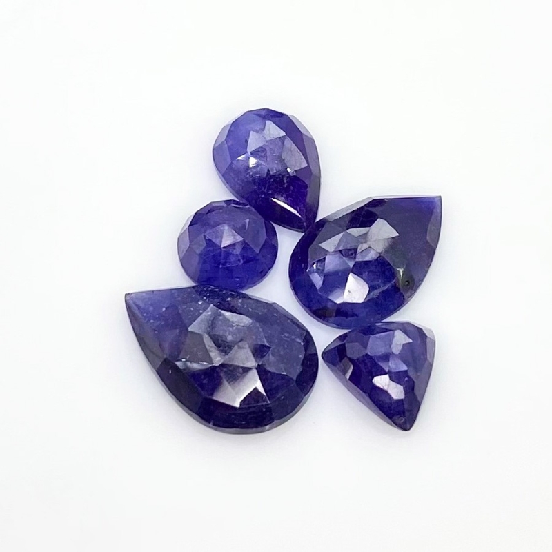 29.54 Carat Blue Sapphire 3.60-10.14Carat Rose Cut Mix Shape A Grade Cabochons Parcel - Total 5 Pcs.