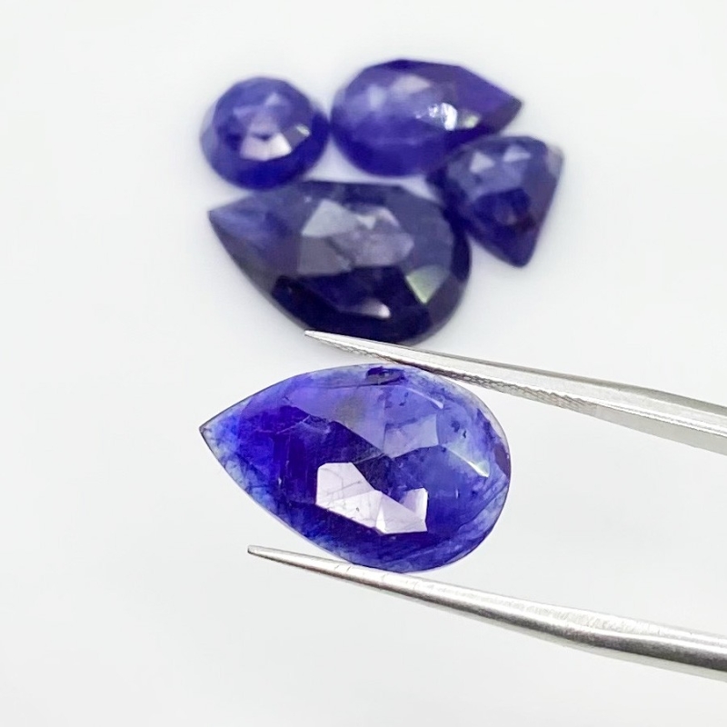 29.54 Carat Blue Sapphire 3.60-10.14Carat Rose Cut Mix Shape A Grade Cabochons Parcel - Total 5 Pcs.