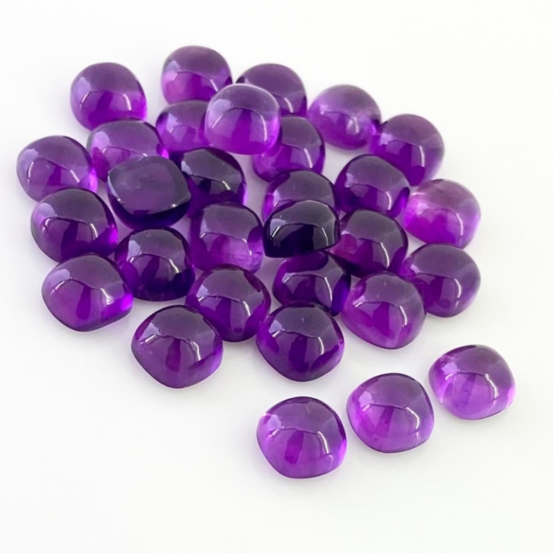 84.60 Carat African Amethyst 8mm Smooth Square Cushion Shape AA Grade Cabochons Parcel - Total 30 Pcs.