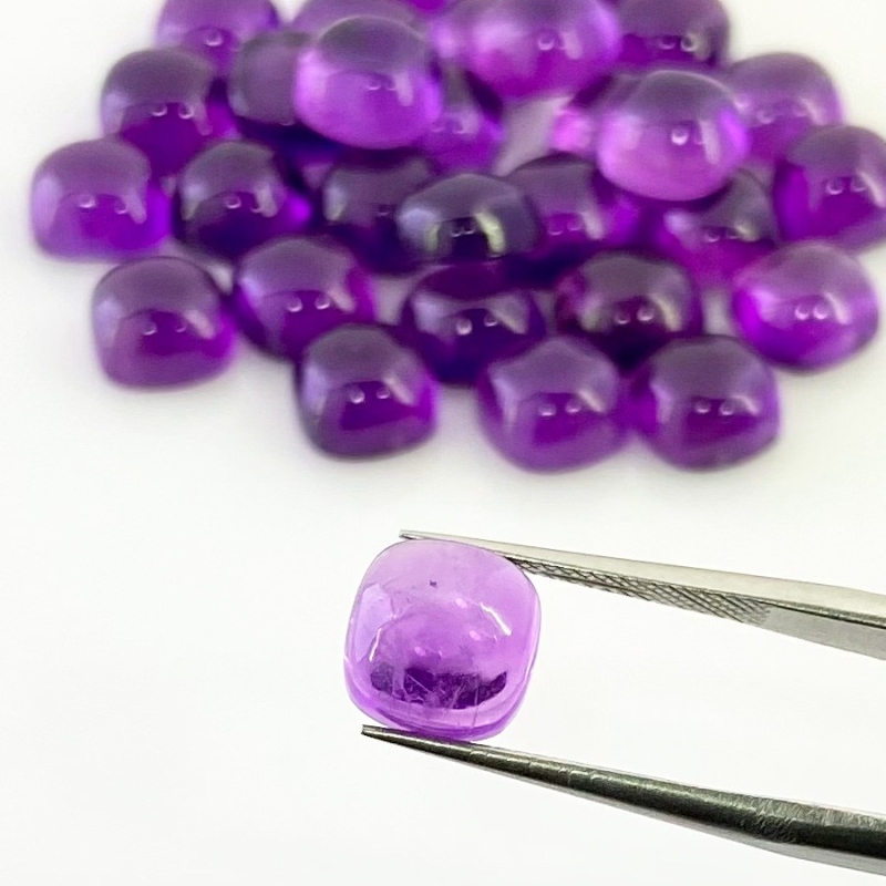 84.60 Carat African Amethyst 8mm Smooth Square Cushion Shape AA Grade Cabochons Parcel - Total 30 Pcs.
