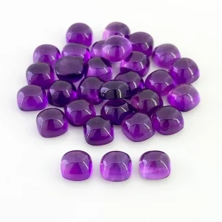 84.60 Carat African Amethyst 8mm Smooth Square Cushion Shape AA Grade Cabochons Parcel - Total 30 Pcs.