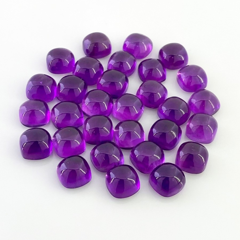 84.60 Carat African Amethyst 8mm Smooth Square Cushion Shape AA Grade Cabochons Parcel - Total 30 Pcs.
