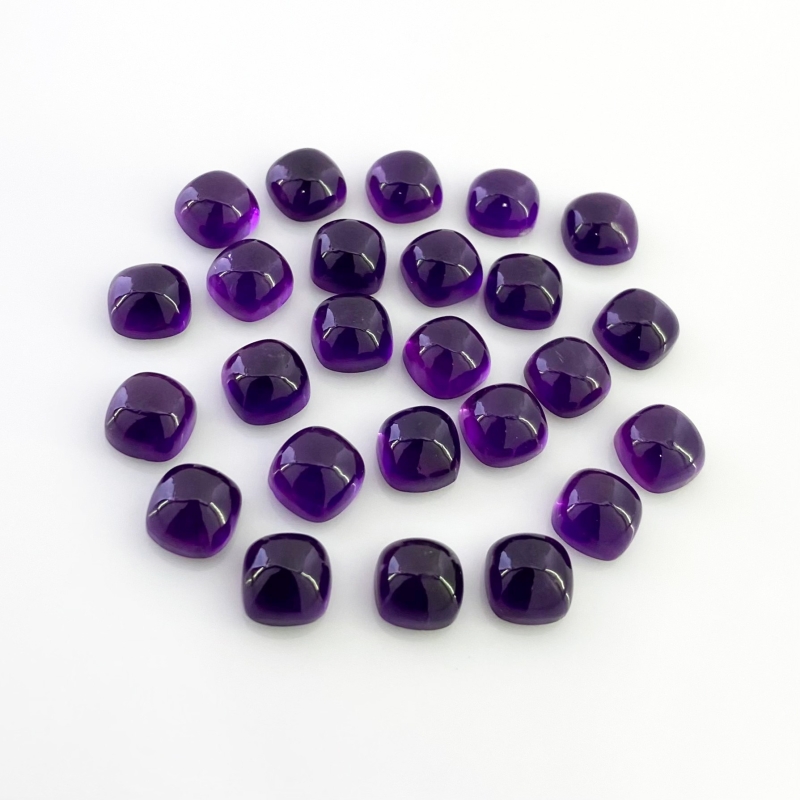 72 Carat African Amethyst 8mm Smooth Square Cushion Shape AA Grade Cabochons Parcel - Total 25 Pcs.