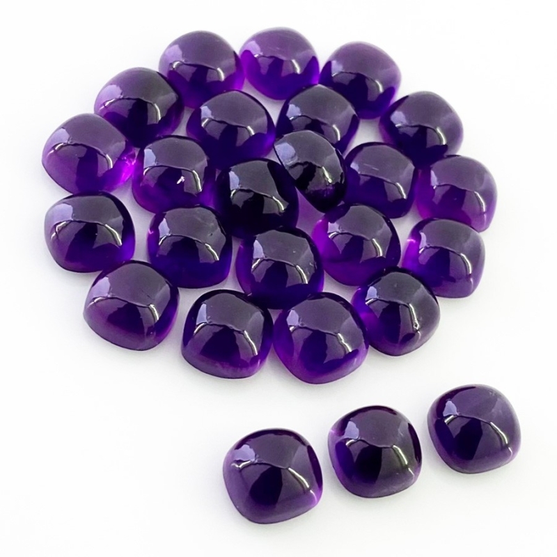 72 Carat African Amethyst 8mm Smooth Square Cushion Shape AA Grade Cabochons Parcel - Total 25 Pcs.