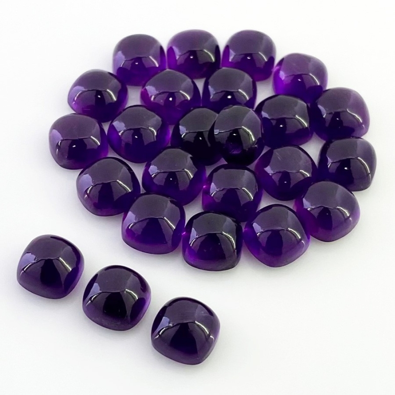72 Carat African Amethyst 8mm Smooth Square Cushion Shape AA Grade Cabochons Parcel - Total 25 Pcs.