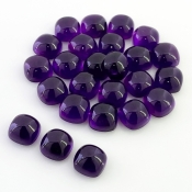 72 Carat African Amethyst 8mm Smooth Square Cushion Shape AA Grade Cabochons Parcel - Total 25 Pcs.