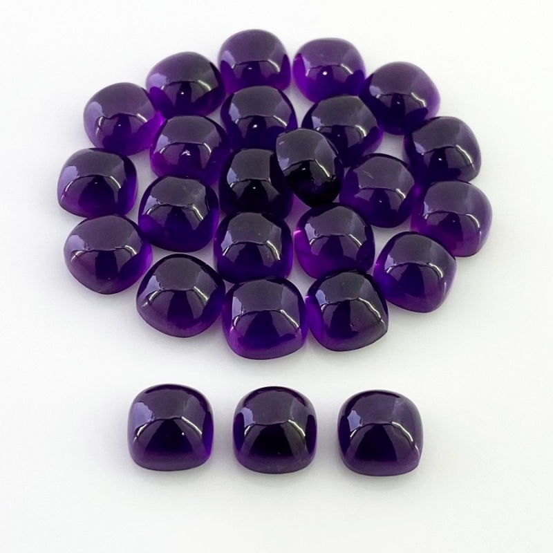 72 Carat African Amethyst 8mm Smooth Square Cushion Shape AA Grade Cabochons Parcel - Total 25 Pcs.