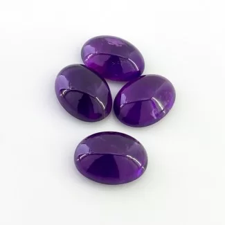 African Amethyst Smooth Oval Shape A Grade Cabochon Parcel - 18x13mm - 4 Pc. - 45.25 Carat