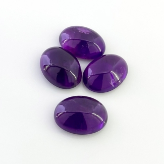 45.25 Carat African Amethyst 18x13mm Smooth Oval Shape A Grade Cabochons Parcel - Total 4 Pcs.
