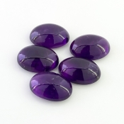 56.05 Carat African Amethyst 18x13mm Smooth Oval Shape A Grade Cabochons Parcel - Total 5 Pcs.