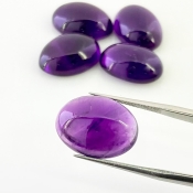 56.05 Carat African Amethyst 18x13mm Smooth Oval Shape A Grade Cabochons Parcel - Total 5 Pcs.