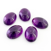 56.05 Carat African Amethyst 18x13mm Smooth Oval Shape A Grade Cabochons Parcel - Total 5 Pcs.