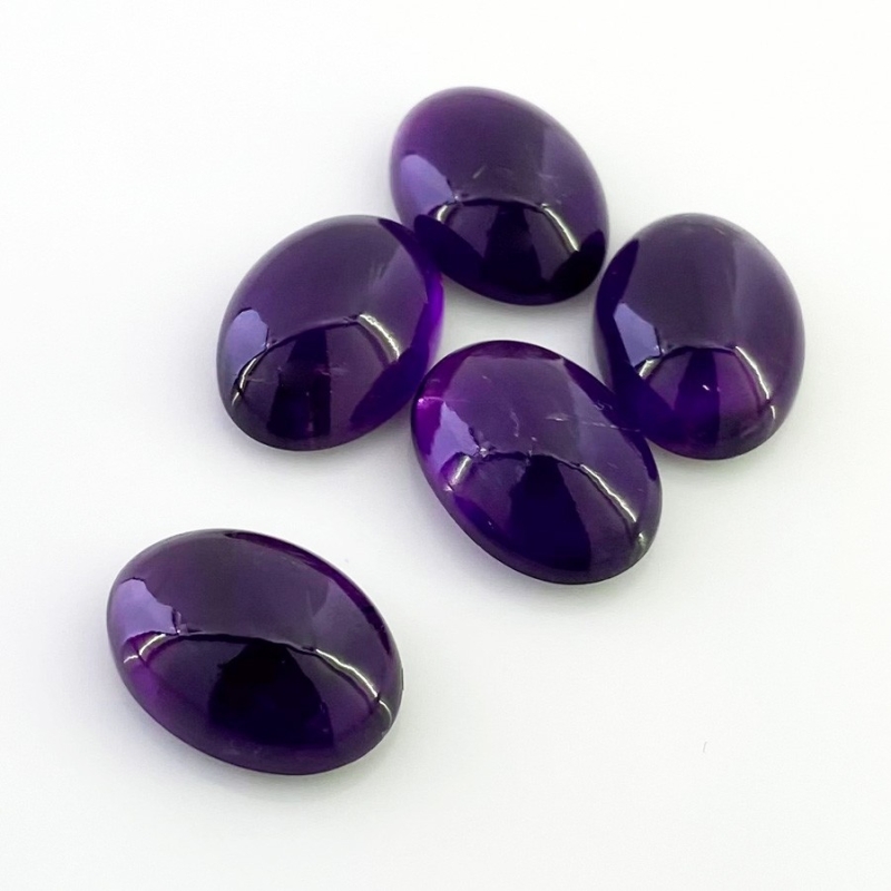 56.05 Carat African Amethyst 18x13mm Smooth Oval Shape A Grade Cabochons Parcel - Total 5 Pcs.