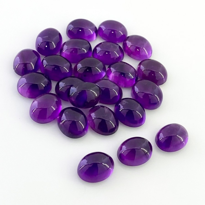66.15 Carat African Amethyst 10X8mm Smooth Oval Shape A Grade Cabochons Parcel - Total 23 Pcs.