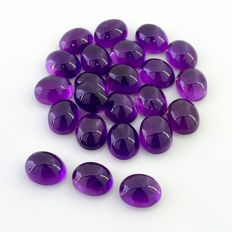 66.15 Carat African Amethyst 10X8mm Smooth Oval Shape A Grade Cabochons Parcel - Total 23 Pcs.