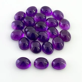 66.15 Carat African Amethyst 10X8mm Smooth Oval Shape A Grade Cabochons Parcel - Total 23 Pcs.