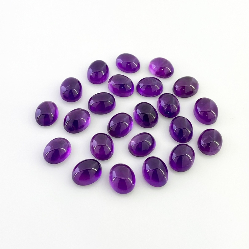 66.15 Carat African Amethyst 10X8mm Smooth Oval Shape A Grade Cabochons Parcel - Total 23 Pcs.
